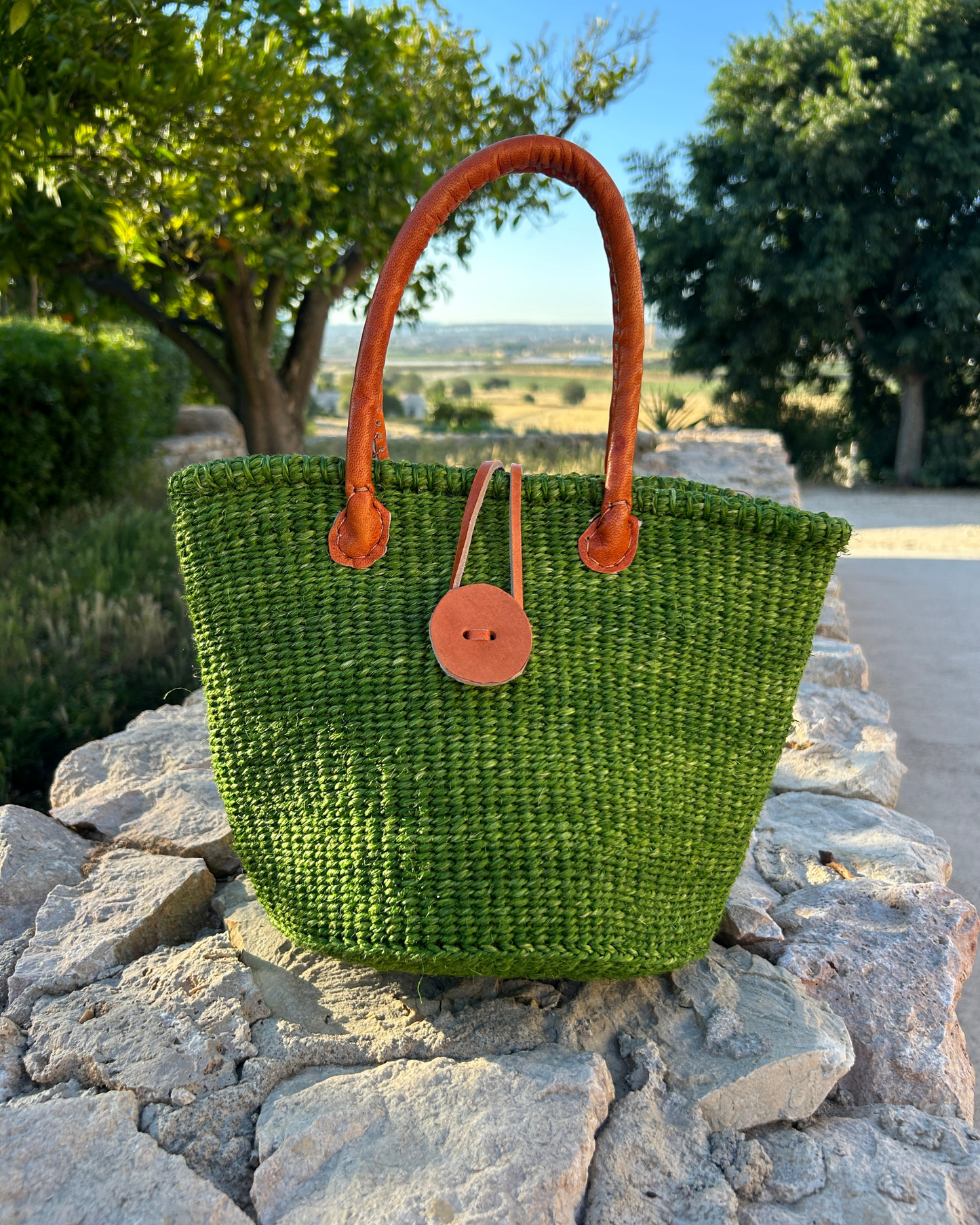 Msitu — groene handgeweven tas