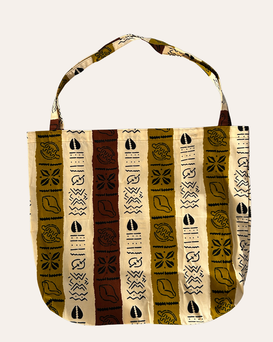 Historia — Handgemaakte katoenen shopper Oker & Creme Tamani