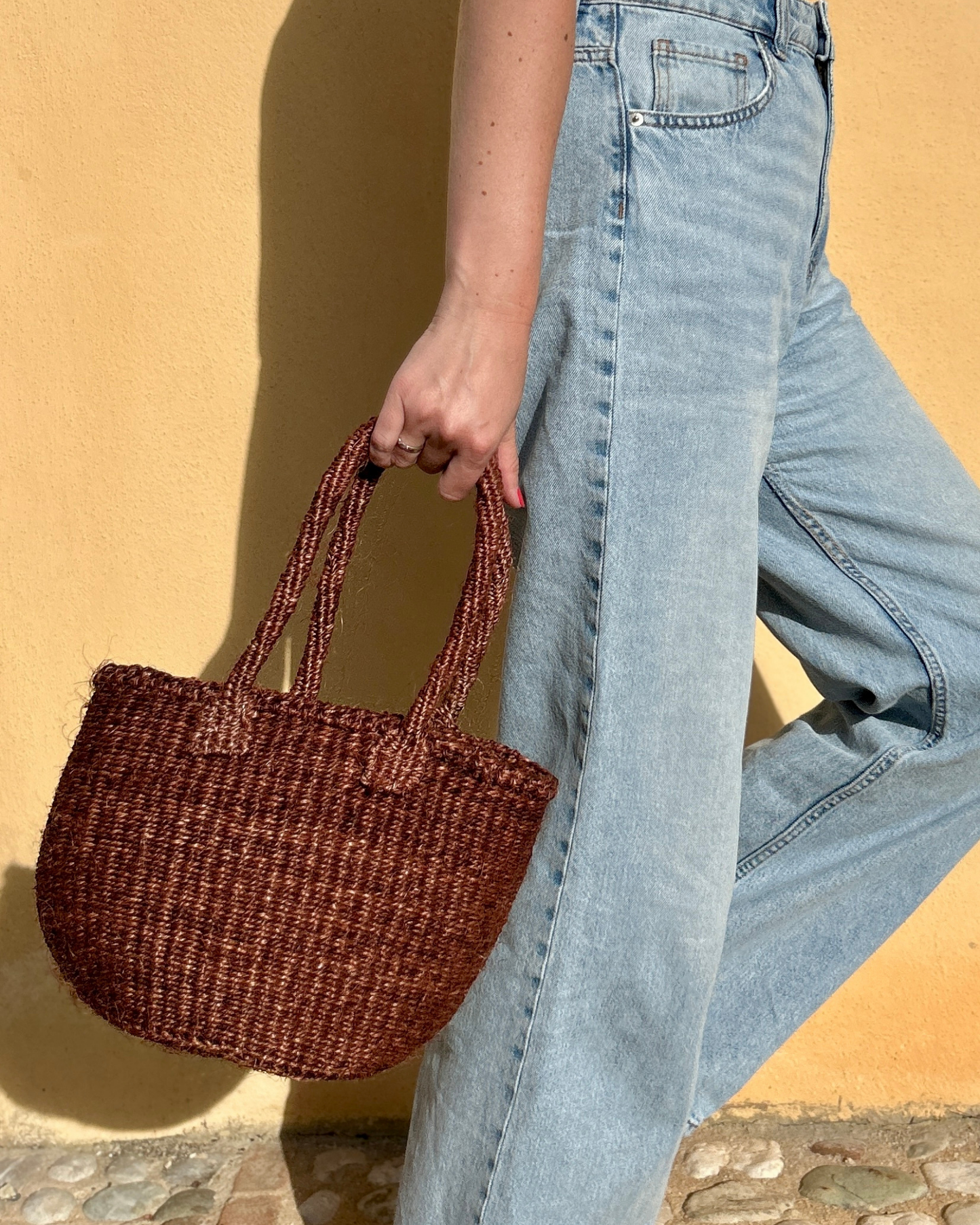 Udongo -  Handgemaakte sisal tas Bruin Tamani