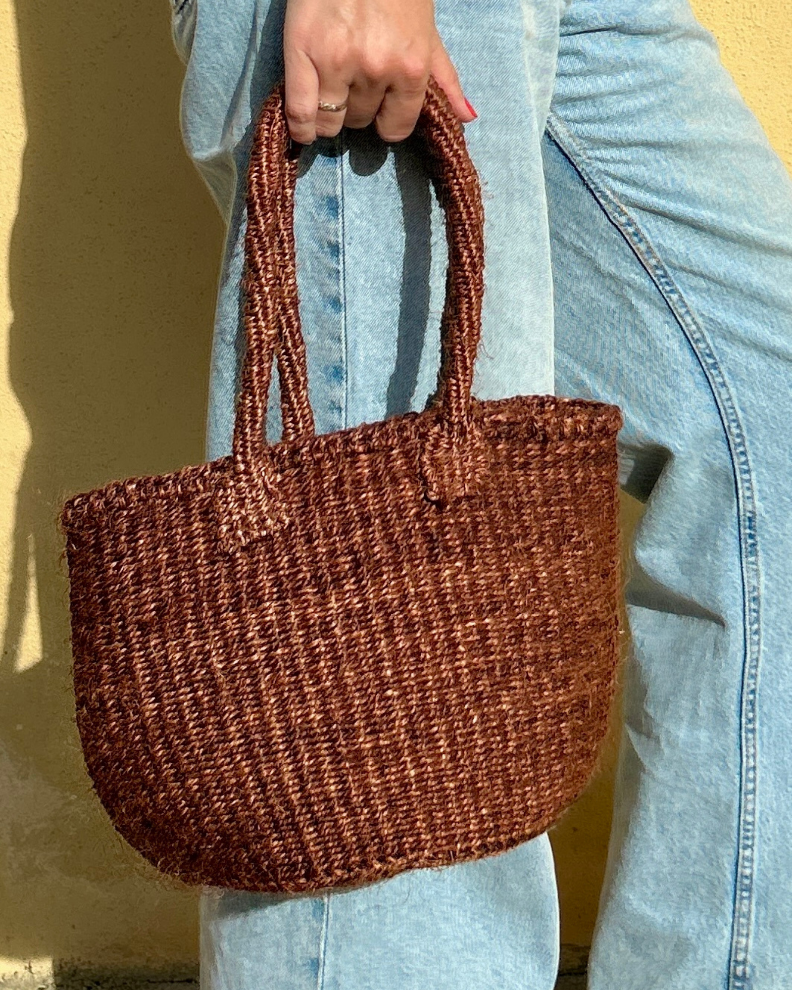 Udongo -  Handgemaakte sisal tas Bruin Tamani