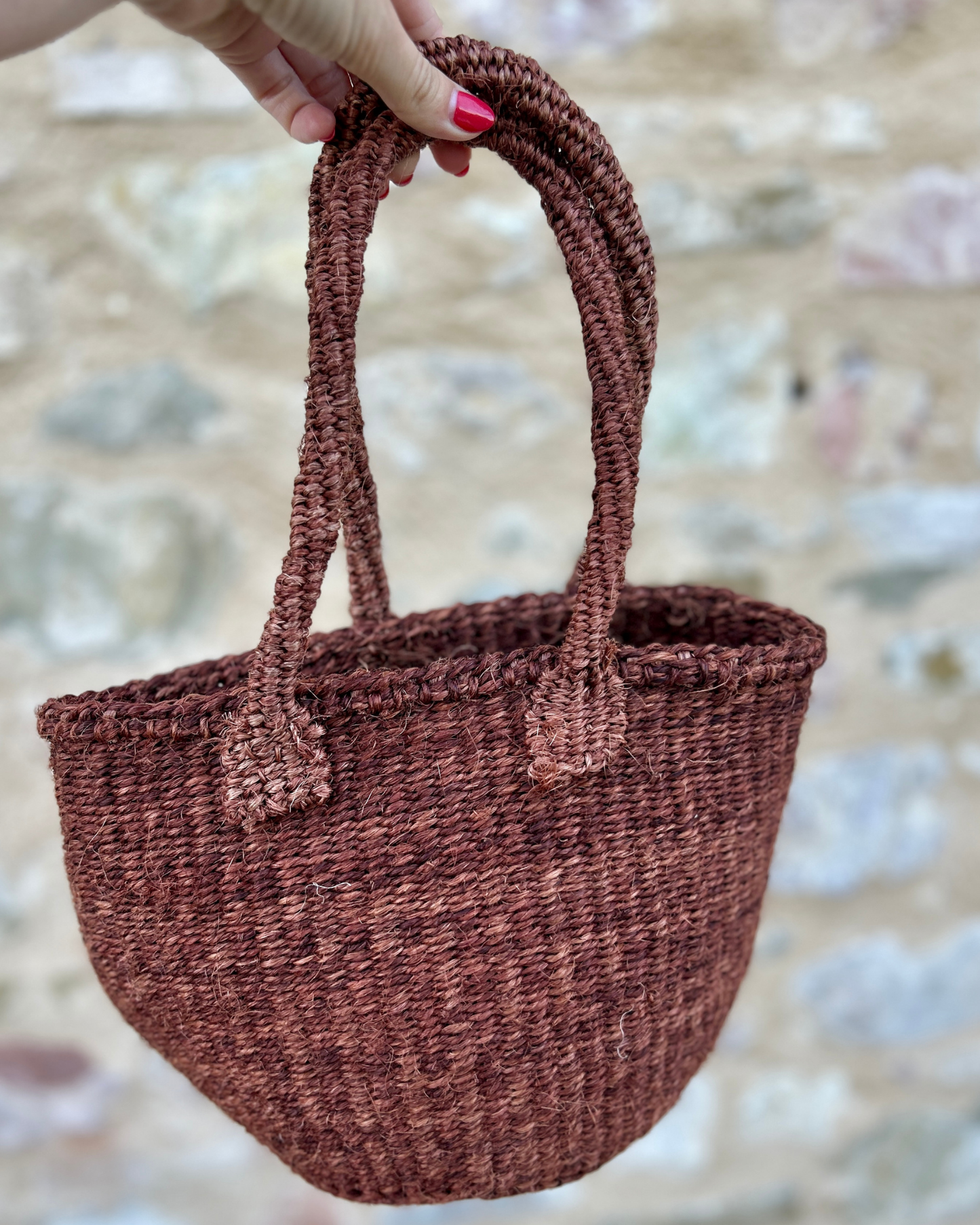 Udongo -  Handgemaakte sisal tas Bruin Tamani