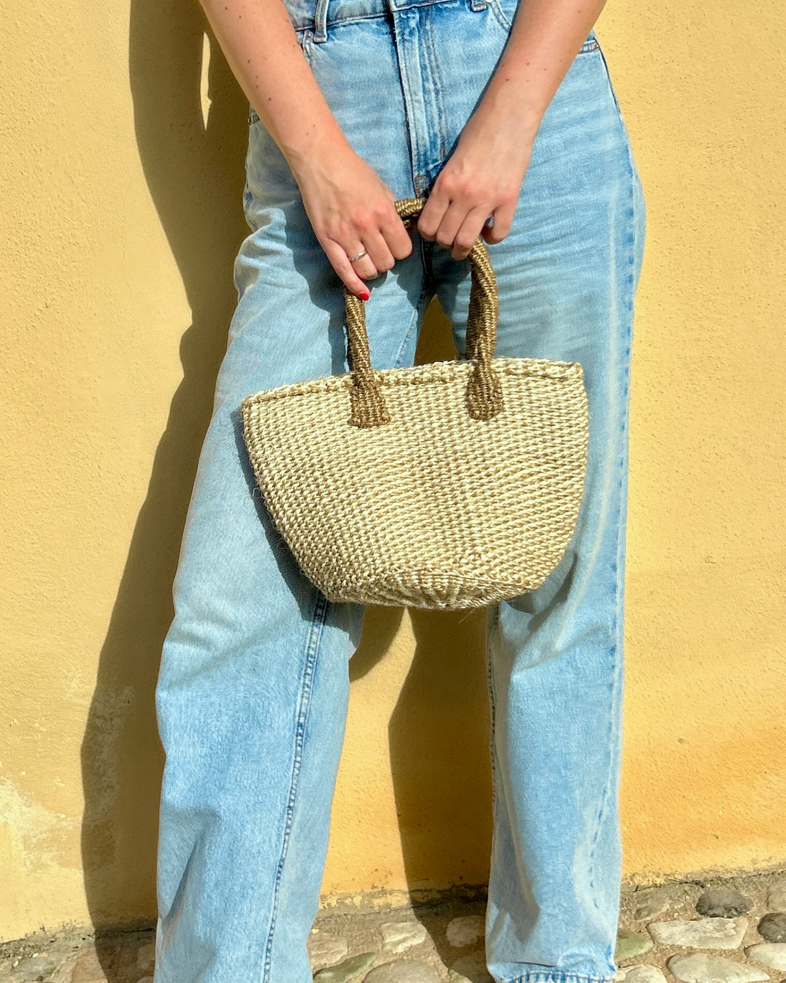 Kidogo — Handgemaakte sisal tas Naturel gestreept Tamani