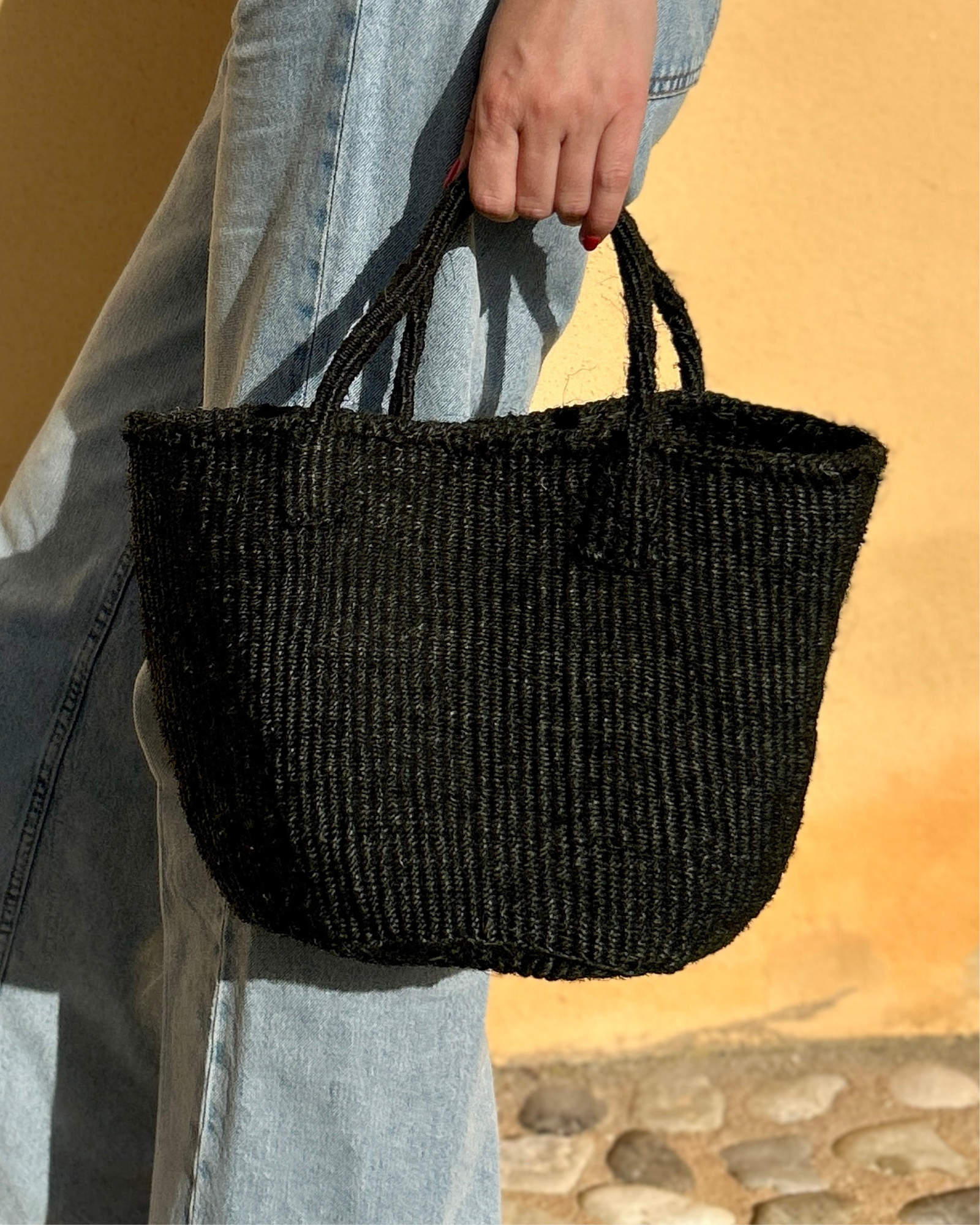 Usiku — Handgemaakte sisal tas Zwart Tamani
