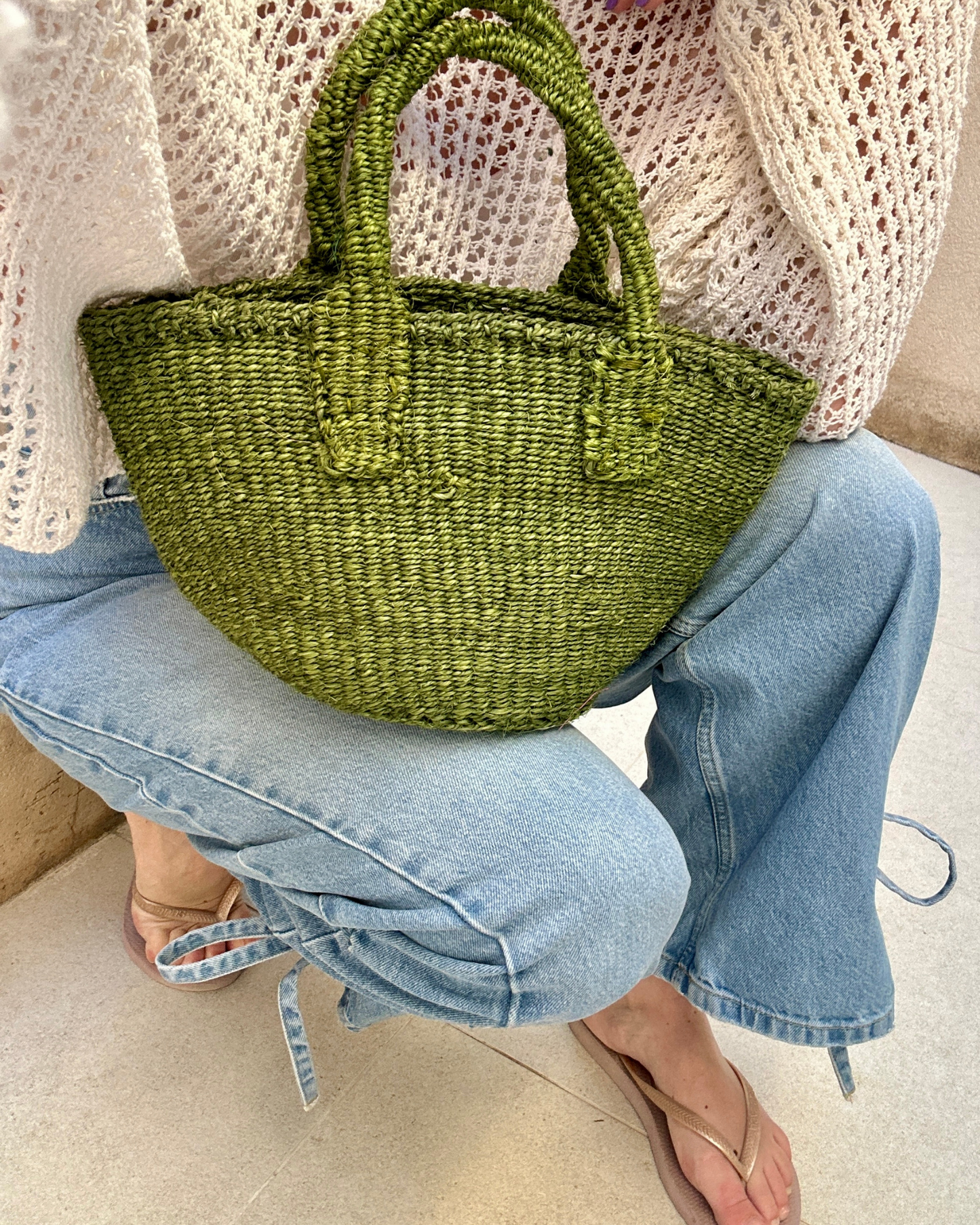 Mti — groene handgeweven tas