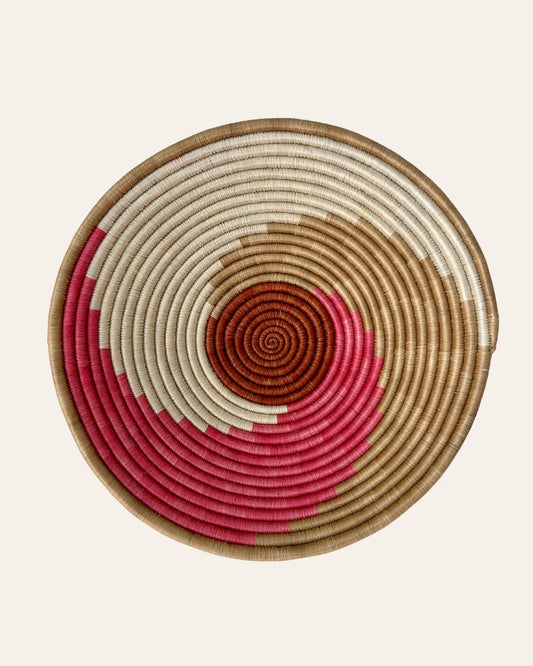 Moyo - Handgemaakte wandmand Roze & Naturel Tamani