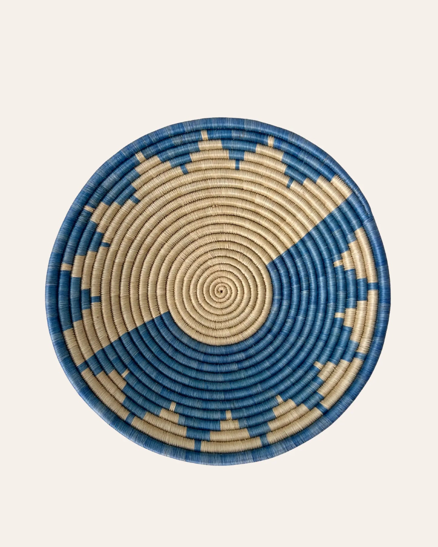 Samawati - Handgemaakte wandmand Blauw & Naturel Tamani