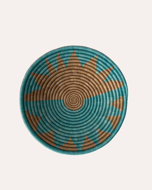 Utulivu - Handgemaakte wandmand Turquoise & Naturel Tamani
