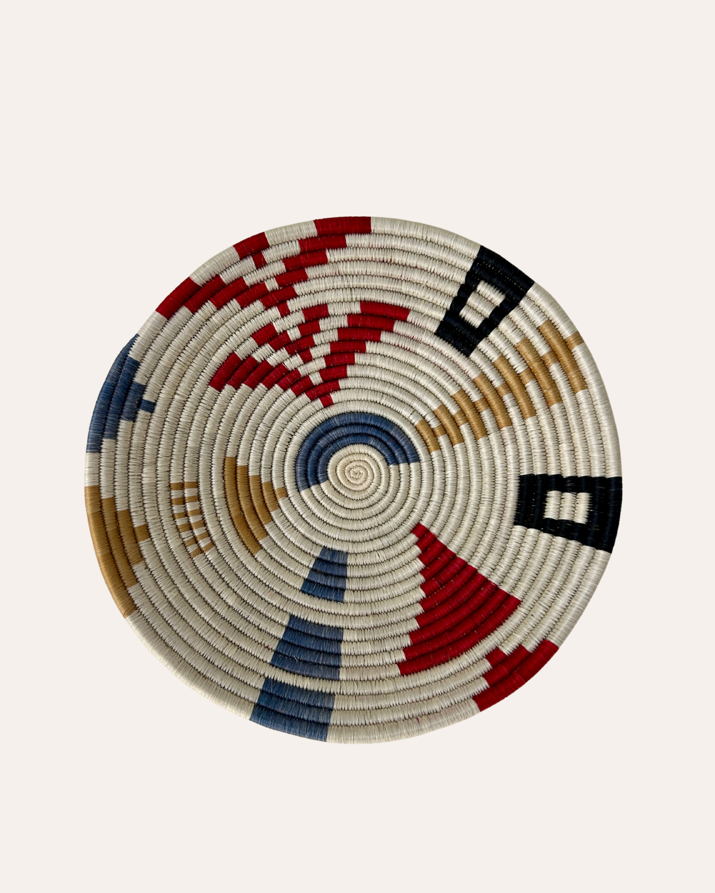 Sanaa - Handgemaakte wandmand Wit, Rood & Blauw Tamani