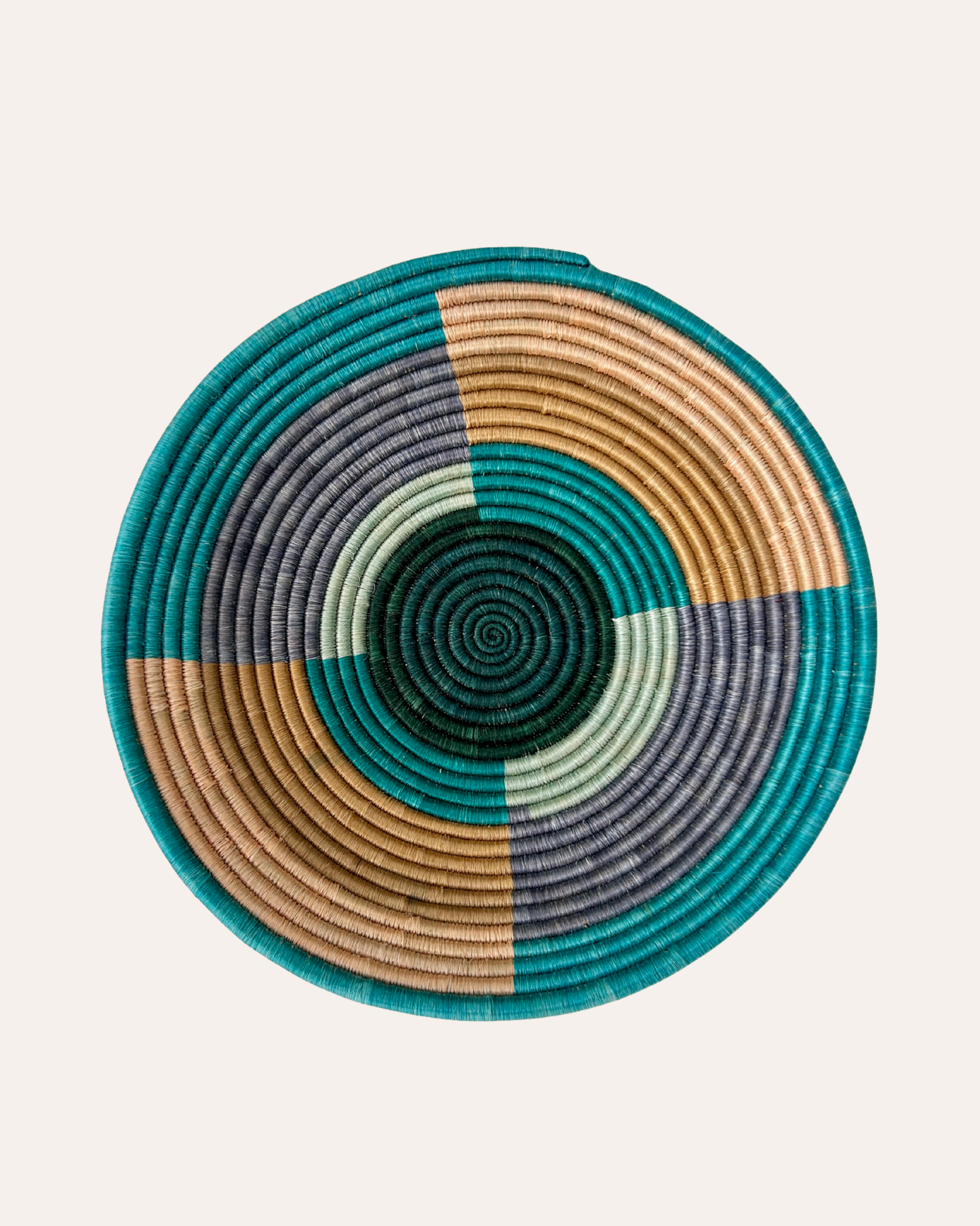 Ziwa - Handgemaakte wandmand Turquoise & Grijs Tamani