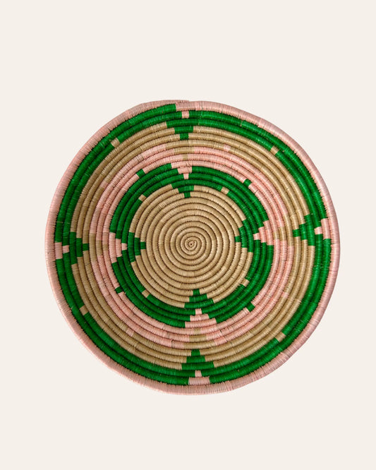 Chipua - Handgemaakte wandmand Groen & Roze Tamani