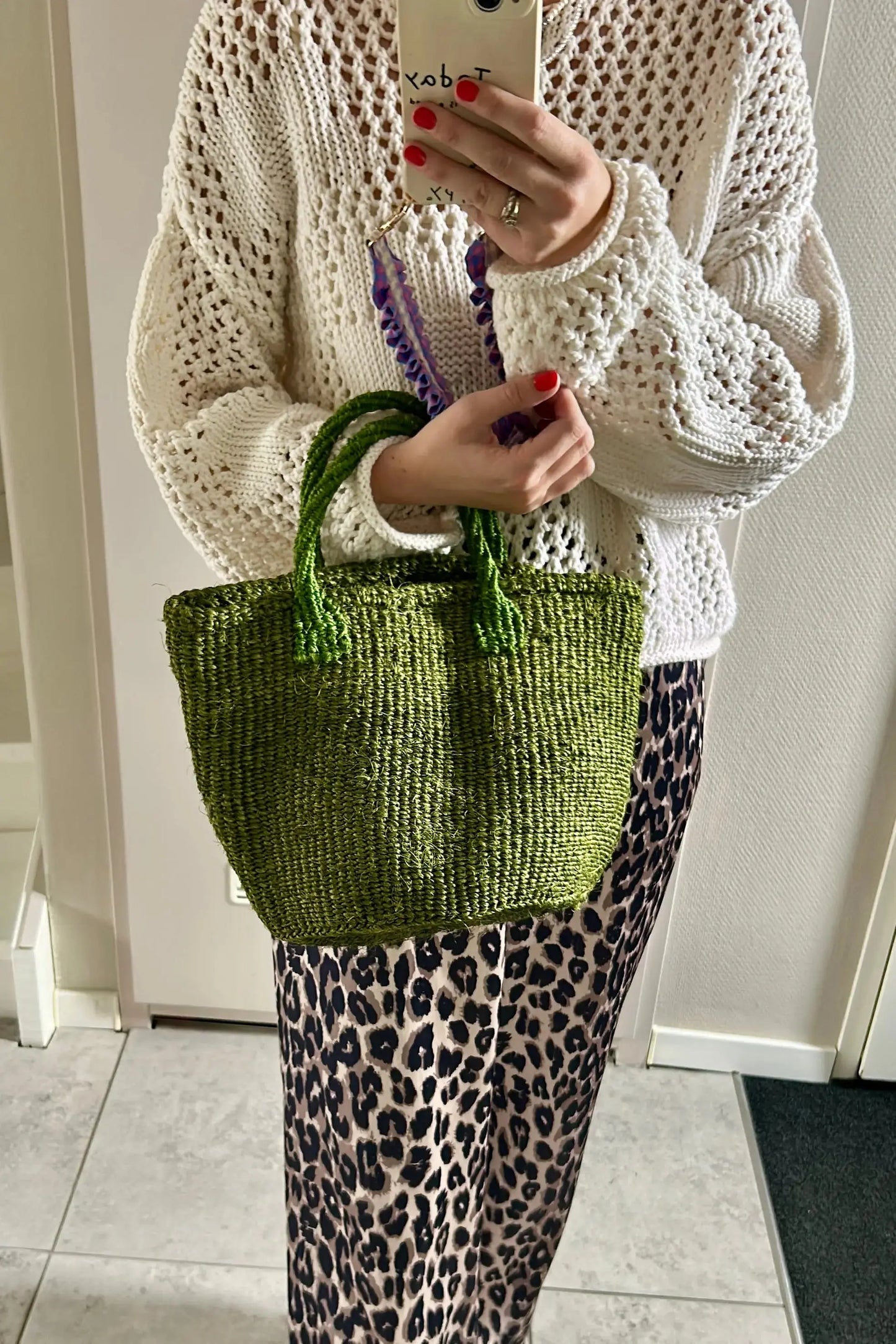 Safari sisal groen extra mini tote bag Wild and Free the store